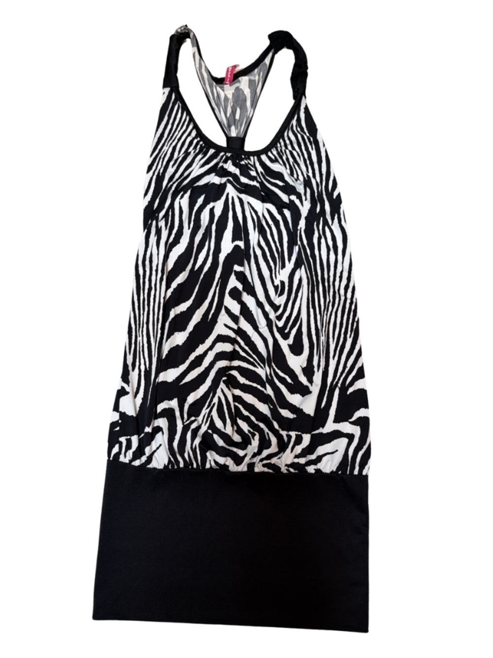 Vintage Y2K Zebra Print Racerback Halter Tunic Top – Small